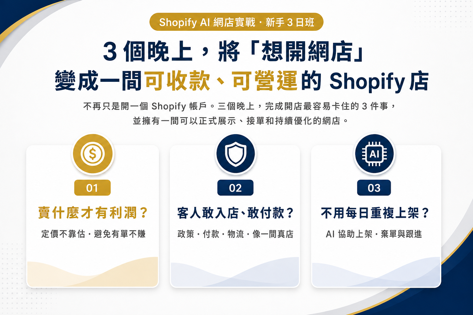 Shopify AI 網店實戰｜3 個晚上開店