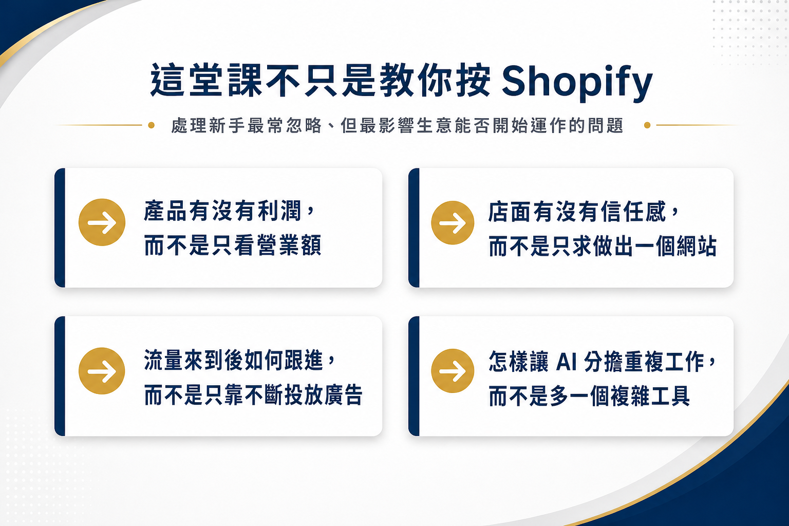 這堂課不只是教你按 Shopify